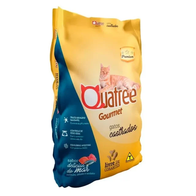 Ração Quatree Gourmet Gatos Castrados Delícias do Mar