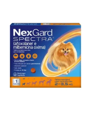Anti Pulgas e Carrapatos NexGard Spectra para Cães de 2 a 3,5kg