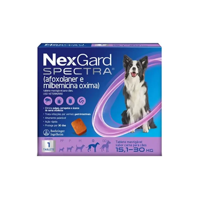 Antipulgas e Carrapatos NexGard Spectra para Cães de 15,1 a 30kg