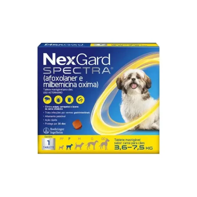 Antipulgas e Carrapatos NexGard Spectra para Cães de 3,6 a 7,5kg