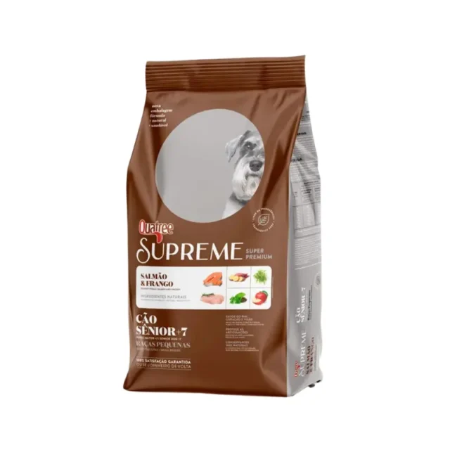 Ração Quatree Supreme Cães Sênior +7 Raças Pequenas Frango e Salmão