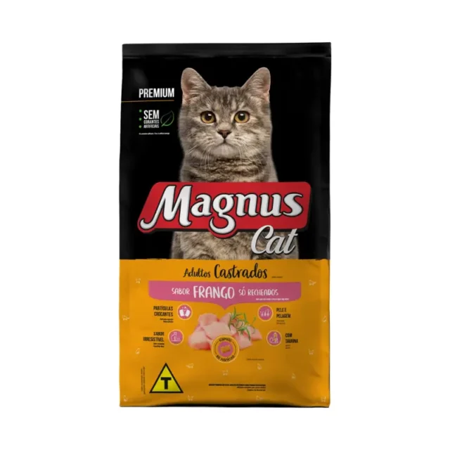 Magnus Cat Premium Gatos Adultos Castrados Frango Só Recheados