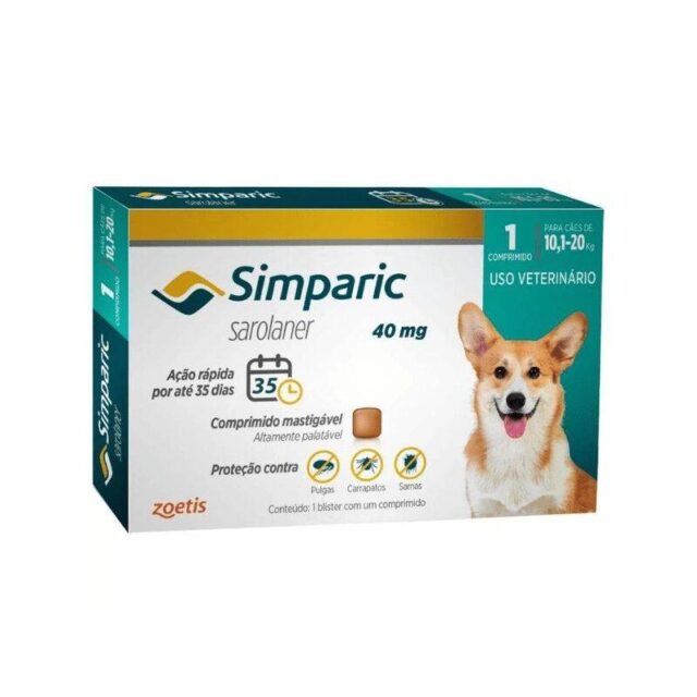Antipulgas Simparic 40 mg para cães 10,1 a 20 kg