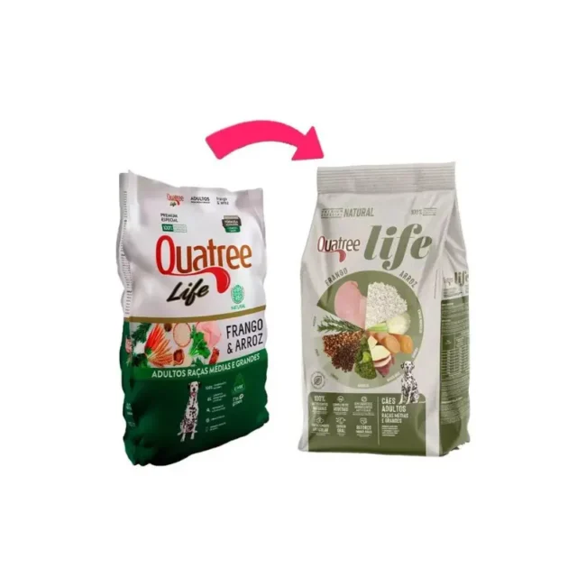 Ração Quatree Life Cães Adultos Raças Médias e Grandes Frango e Arroz
