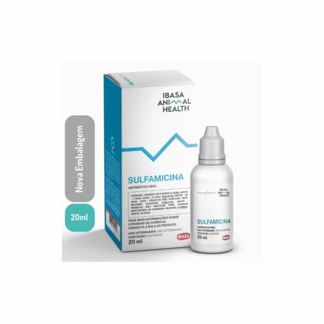 Sulfamicina Ibasa 20ml - Antibiótico Uso Oral de Sulfadimetoxina e Neomicina