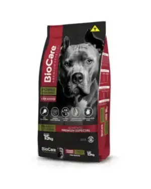 Ração BioCare Premium Especial Power Training para cães adultos, sabores frango e carne